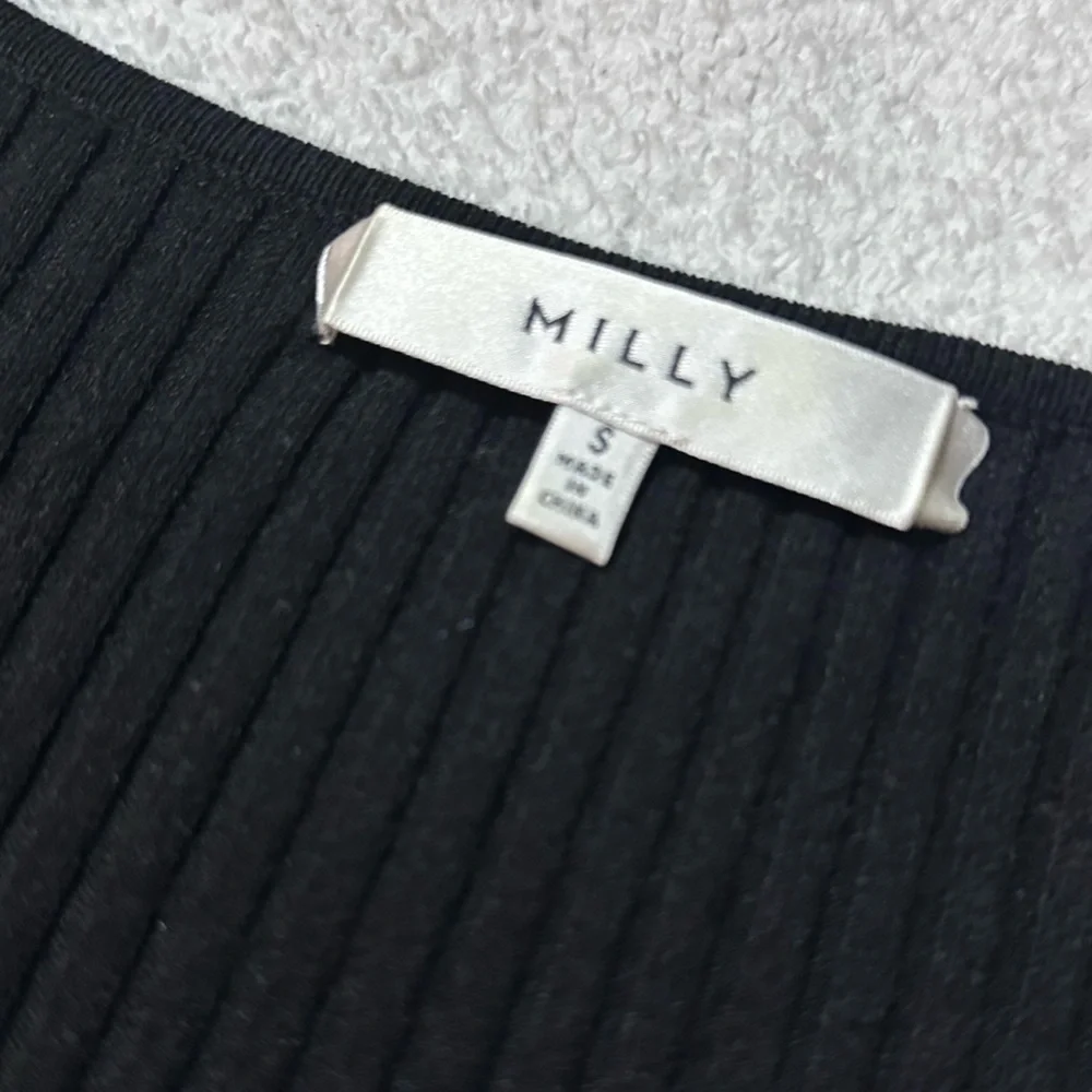 Milly | Ribbed Ruffle Bell Sleeve V-Neck Knit Top | Small - Picture 7 of 12